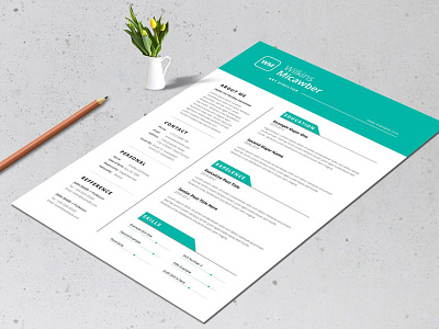 Minimal Resume & Cover Letter Layout with Paste Elements a4 clean curriculum cv minimalist minimalistic modern resume template vitae