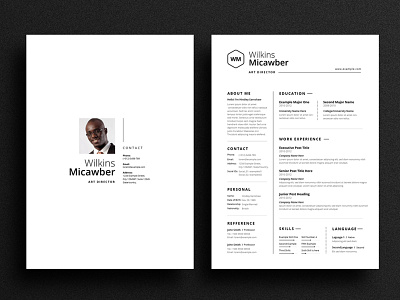 Simple Resume Or CV With Cover Letter And Portfolio Layout