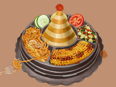 1st Tumpeng 2d design digitalart graphic design illustration painting