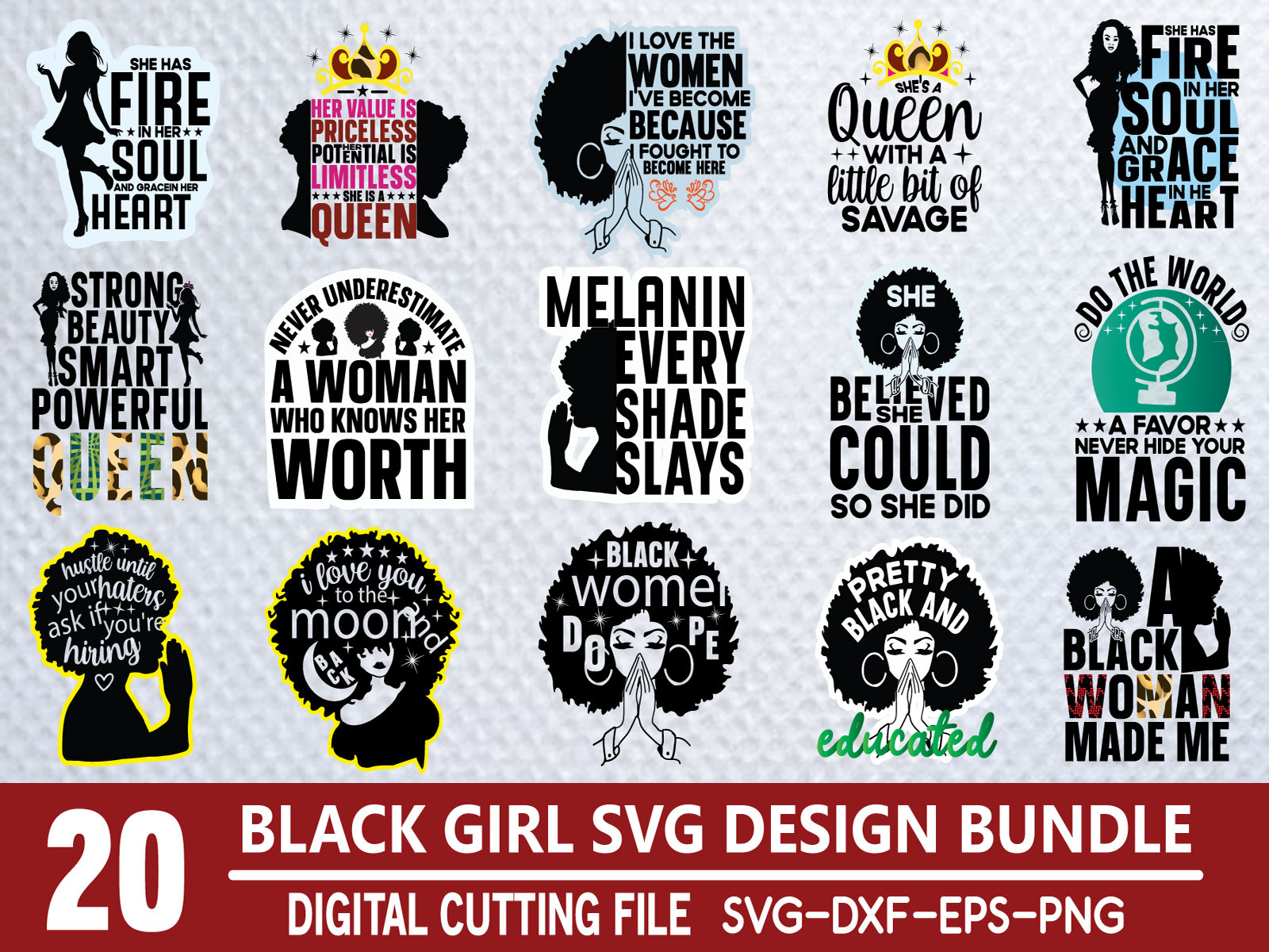 Black Girl SVG Bundles by Printable Store22 on Dribbble