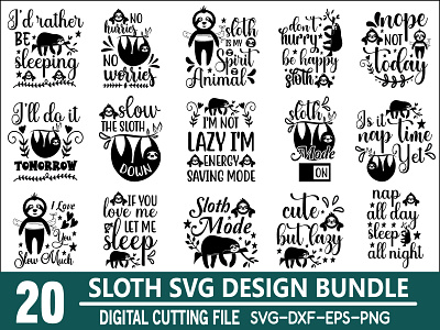 sloth svg bundle graphic design