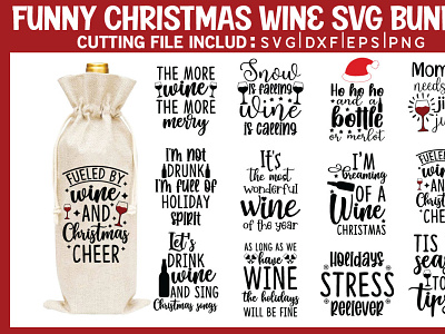 Funny Christmas Wine SVG Bundle funny christmas wine svg bundle