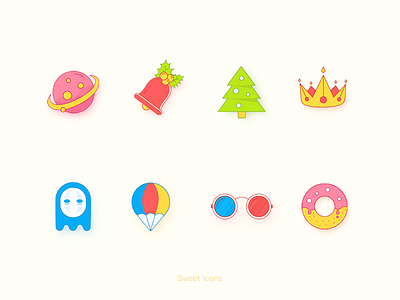 Sweet icons card clean cycle dribbble flat icon illustration planet play set simple weather