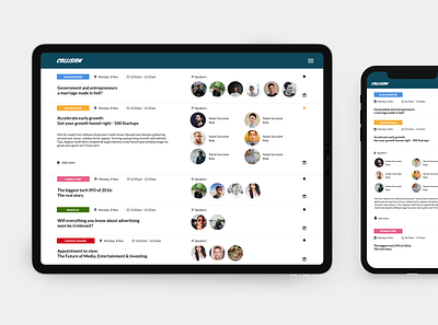 Collision Conf App app calendar conference design mobile app mobile ui schedule ui ux web