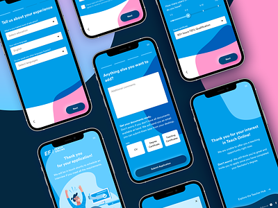 Teach Online forms app blue branding clear design minimalism mobile ui shapes simple ui ux