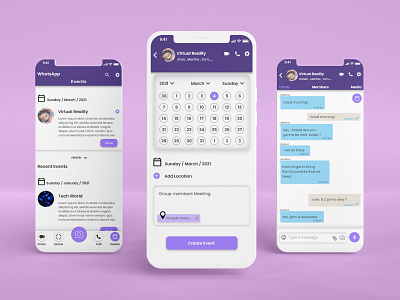 WhatsApp Redesign And Event Reminder Concept. app appdesign design graphic design icon illustration interactiondesign redesingn typography ui ux whatsapp