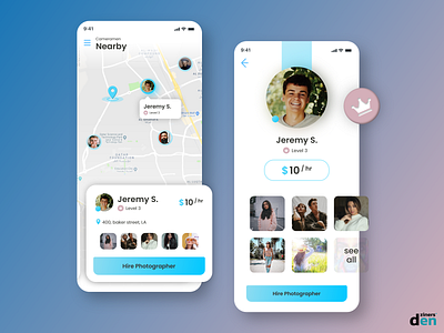 Photographer hiring adobe adobexd applicationdesign apppdesign concept conceptwork designingwork figma freetime photographer photographer application photographer hiring timepass ui ux work