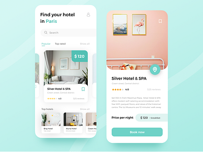 Hotel Booking App Rebound apartments app booking booking app clean design hotel app hotel booking hotels mint orange peach search ui uidesign ux uxdesign