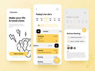 To-do list app clean ios lineart list mobile app organizer planning schedule task task list todo todolist todos ui uidesign ux uxdesign yellow
