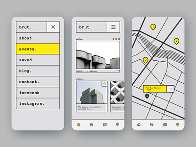 Brut. app architecture brutalism clean ios map mobile app mobile ui uidesign ux