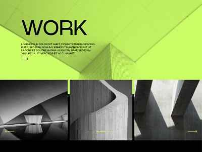 Brutalism Work Section and Slider architecture design graphic design motion graphics neon typography