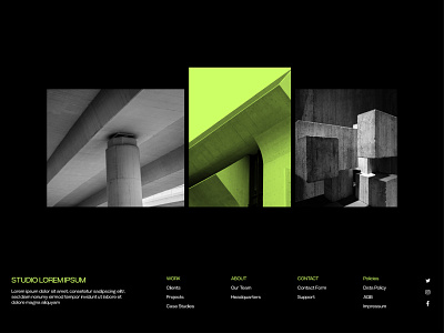 Footer section neon brutalism architecture design graphic design motion graphics neon typography