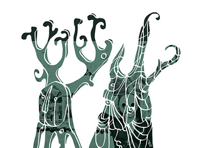 "Mask road movie" (Mythology project) - 1 art collage creature drawing illustration mask monster mythology project