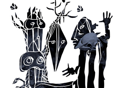 "Mask road movie" (Mythology project) - 2 art collage creature drawing illustration mask monster mythology project silhouette