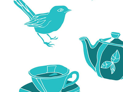 bird`s tea time (editorial illustrations - "Magicchildhood") child children digital drawing editorial funny illustration poem