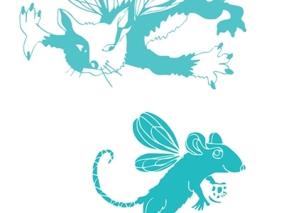 Flying mouse, flying cat (editorial illustration) child children digital drawing editorial funny illustration monochrome poem