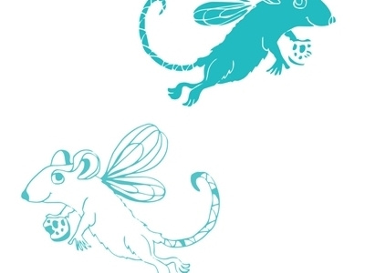 Flying mouse (editorial illustration, fragment) child children digital drawing editorial funny illustration monochrome poem