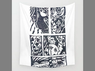 Walk Among Birds And Leaves comics design drawing product society6 tapestry walk