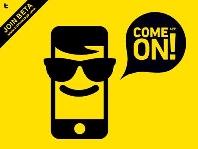 ComeOn! Beta Site app apps apps with love beta black illustration invite minimalist phone web yellow