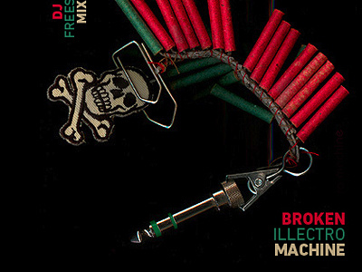 Mixtape Cover "broken electro machine" black collage cover green mixtape red scan