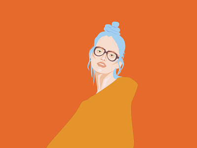 Vector portrait of a woman with glasses on an orange background adobe illustrator branding color colorfull design fashion girl graphic design icon illustration vector women