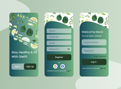 Dietfit Sign Up | #DailyUI app app design diet app log in sign up sign up ui ui ux app design