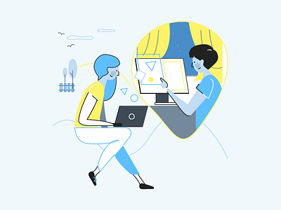 Remote Working in Nebulab characters design illustration nebulab remote work
