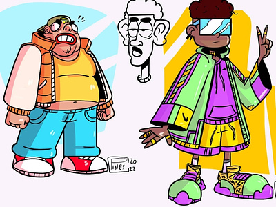 Hanging with the cool kids art boys character design characters faces hot dog illustration kids
