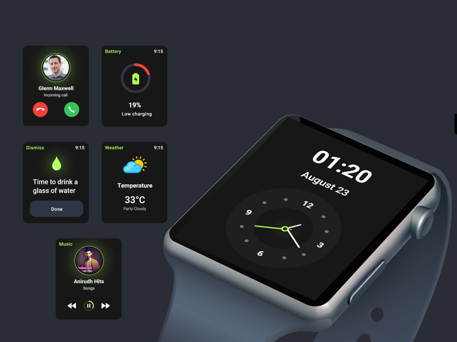 Smart Watch UI by Sivabalan on Dribbble