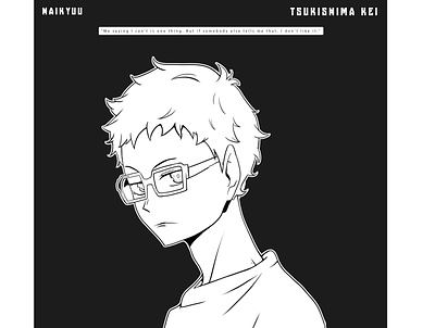 Tsukkiii anime animeart black and white design fanart haikyuu illustration line lineart logo tsukishima tsukki ui