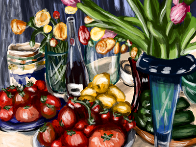 The Garden Table digital illustration