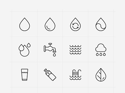 16 Line Water Icons ai download freebie graphicpear icon design icon download icons set illustrator logo logo design rain sink symbol vector art vector design vector icon water water icon water vector weather