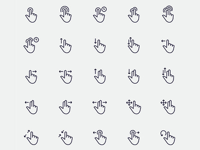 25 Touch Gestures Icons
