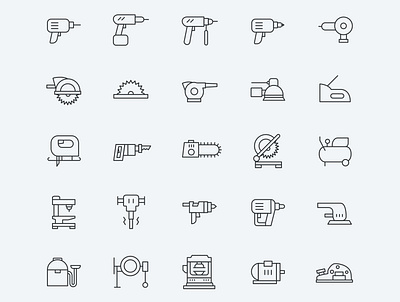 25 Line Power Tool Icons ai download free download freebie graphicpear icon design icon set icons download icons pack logo power power tools symbol tool logo tool symbol tools icon tools vectors vector vector download vector icon