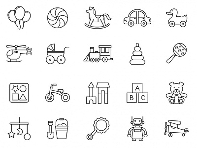 20 Baby Toys Vector Icons