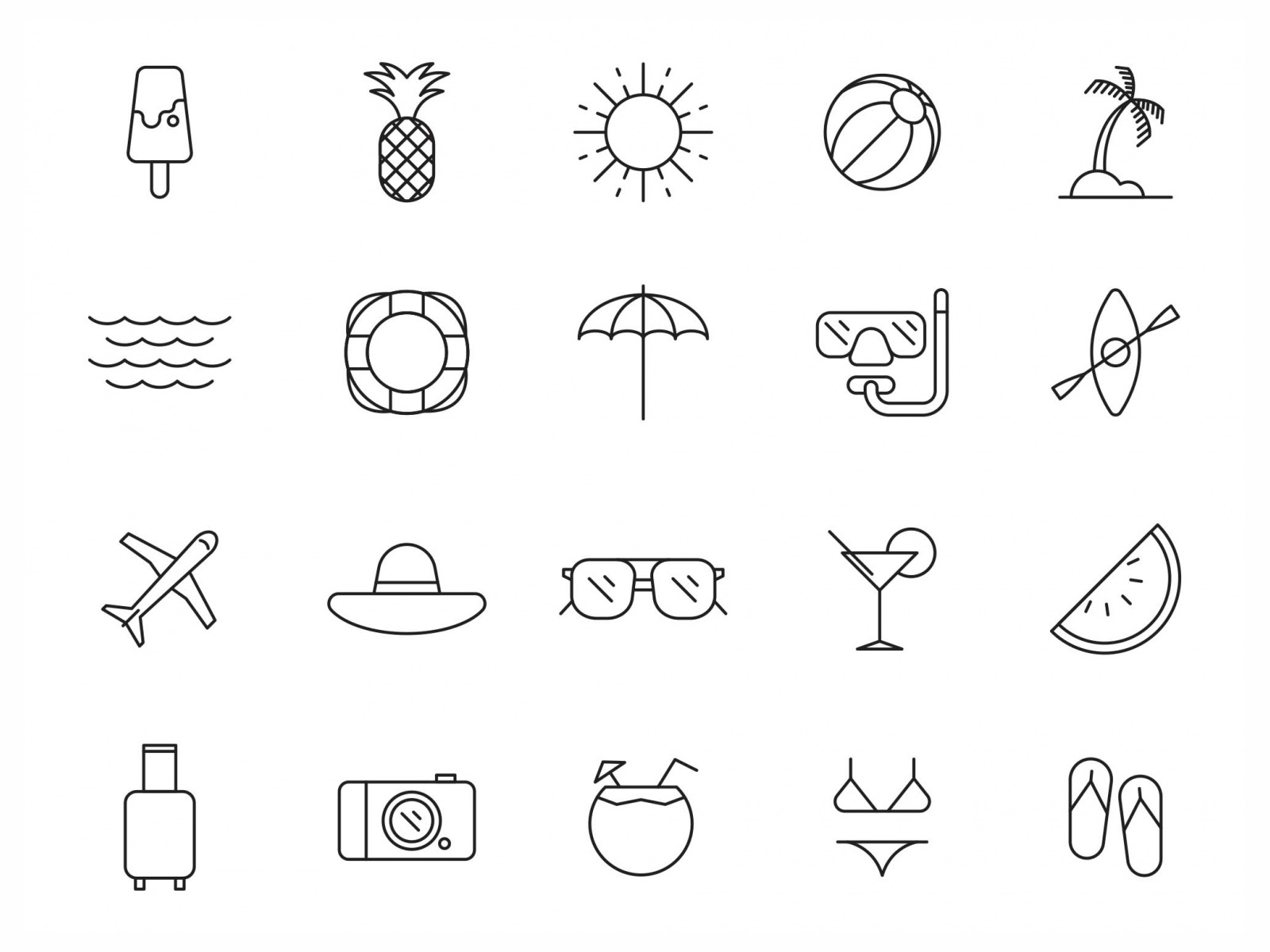 20 Summer Vector Icons by Graphic Pear on Dribbble