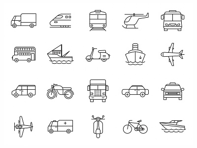20 Transportation Vector Icons