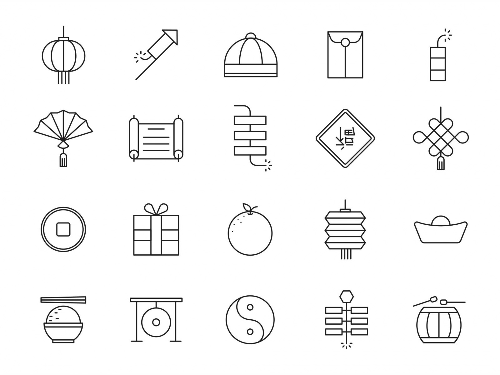 20 Chinese New Year Vector Icons by Graphic Pear on Dribbble