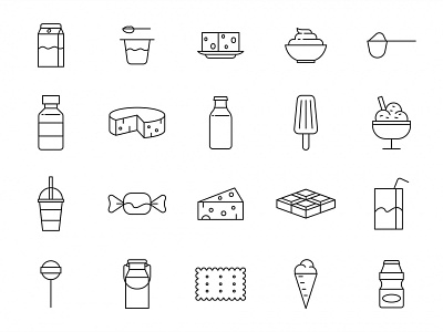 20 Dairy Products Vector Icons