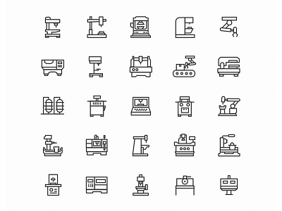 CNC Machine Vector Icons