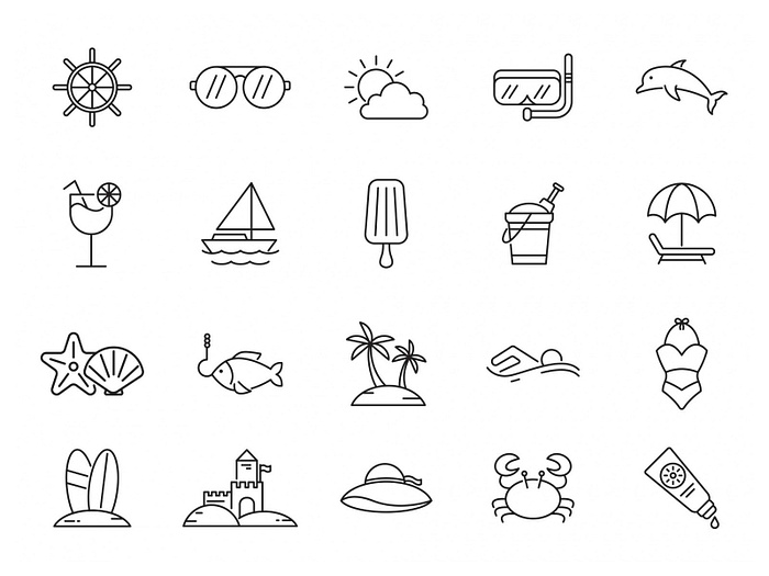 20 Beach Vector Icons by Graphic Pear on Dribbble