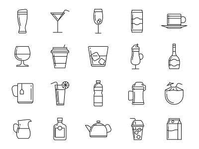 20 Beverages Vector Icons