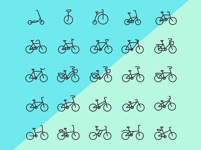 25 Bicycle Line Vector Icons