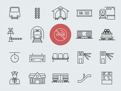 20 Train Station Vector Icons