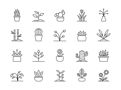 Potted Plants Vector Icons