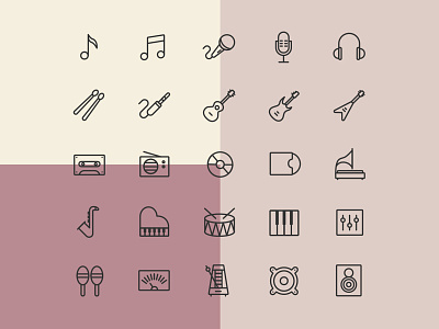 25 Music Line Icons