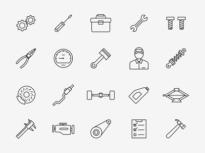 20 Mechanic Vector Icons ai ai design ai download ai vector freebie icon design icons download icons pack icons set illustration illustrator logo logo design mechanic mechanic icon mechanic vector vector icon symbol vector design vector download