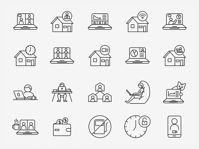 Work From Home Vector Icons ai ai design ai download ai vector freebie icon design icons download icons pack icons set illustration illustrator logo logo design symbol vector design vector download vector icon work from home work icon work vector