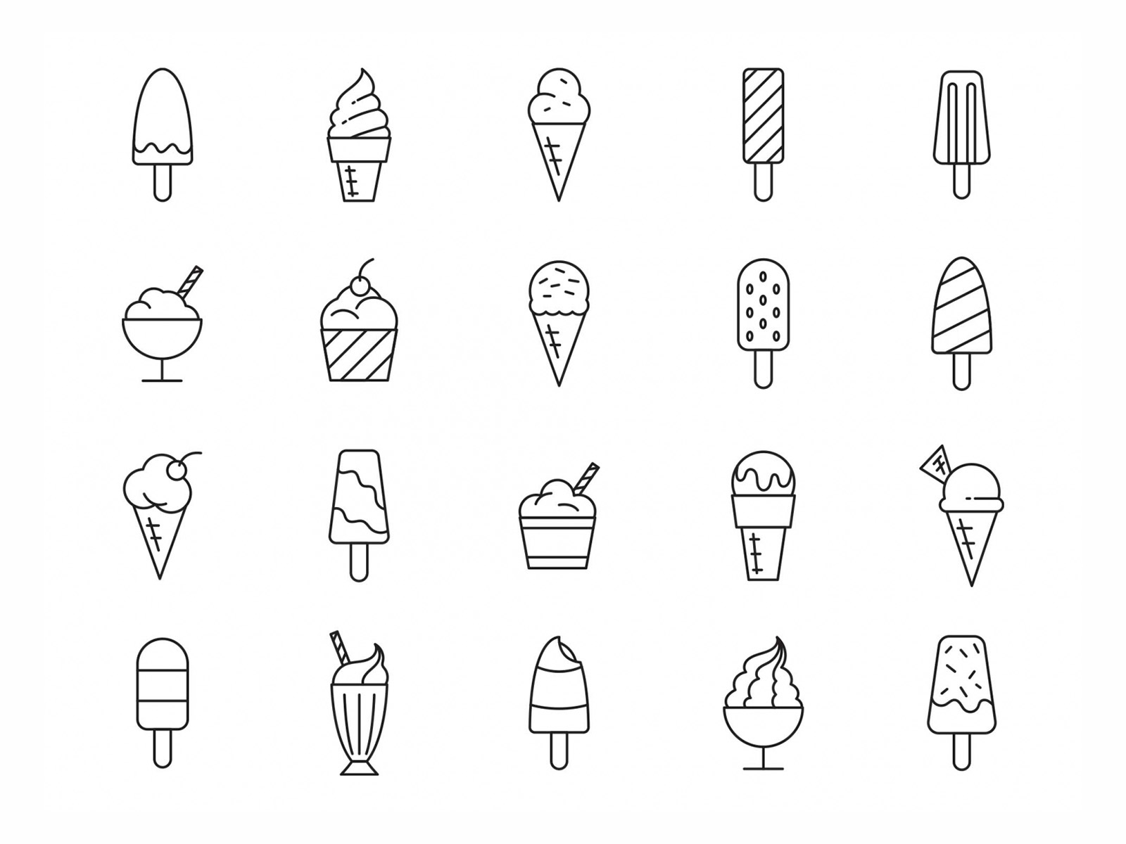 Ice Cream Types Icons by Graphic Pear on Dribbble