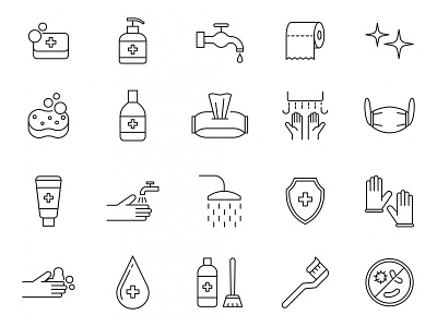 20 Hygiene Vector Icons ai ai design ai download ai vector freebie hygiene hygiene icon hygiene vector icon design icons download icons pack icons set illustration illustrator logo logo design symbol vector design vector download vector icon